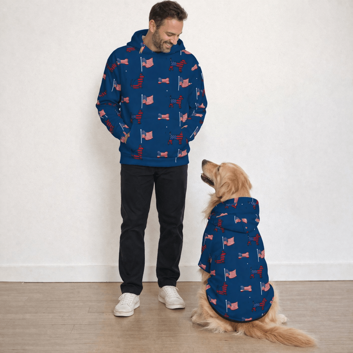 US Themed All Over Print Pet and Human Hoodie Set - FluffnCoSSAOPmatching