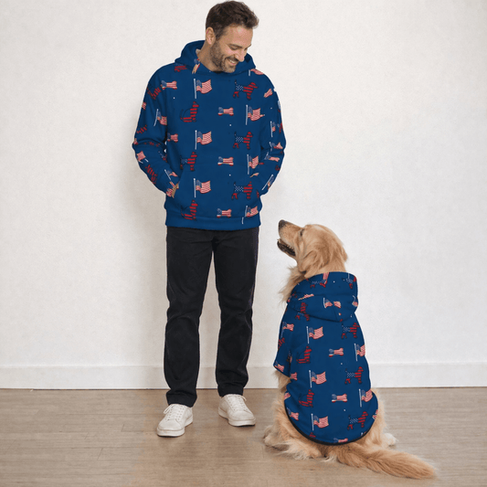 US Themed All Over Print Pet and Human Hoodie Set - FluffnCoSSAOPmatching
