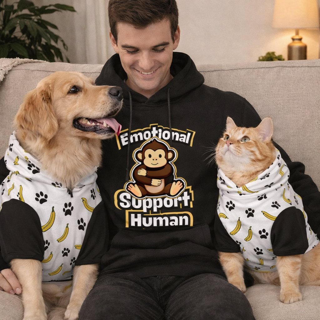 Emotional Support Human and Dog Pet and Owner Hoodie Set