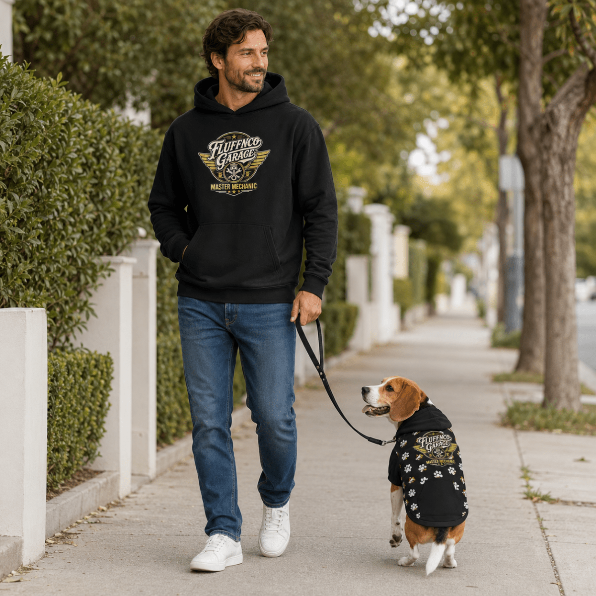 Master Mechanic & Sniff Diagnostic Pet and Human Hoodie Set - FluffnCoblackxsS