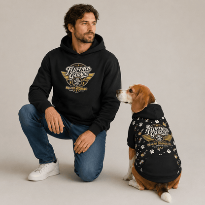 Master Mechanic & Sniff Diagnostic Pet and Human Hoodie Set - FluffnCoblackxsS