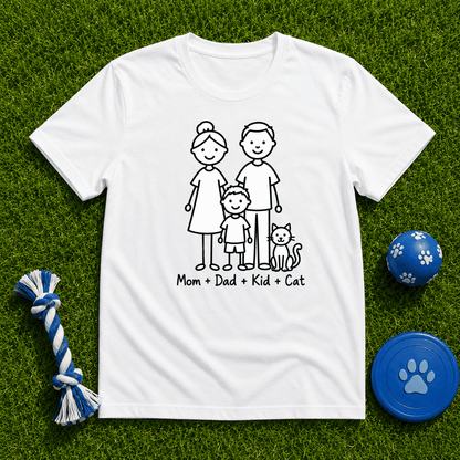 Mom + Dad + Kid + Cat Family T Shirt - FluffnCoAthletic Heatherxs