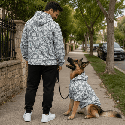 Money Print All Over Design Pet and Human Hoodie Set - FluffnCoSSAOPmatching
