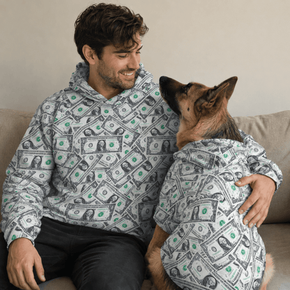 Money Print All Over Design Pet and Human Hoodie Set - FluffnCoSSAOPmatching