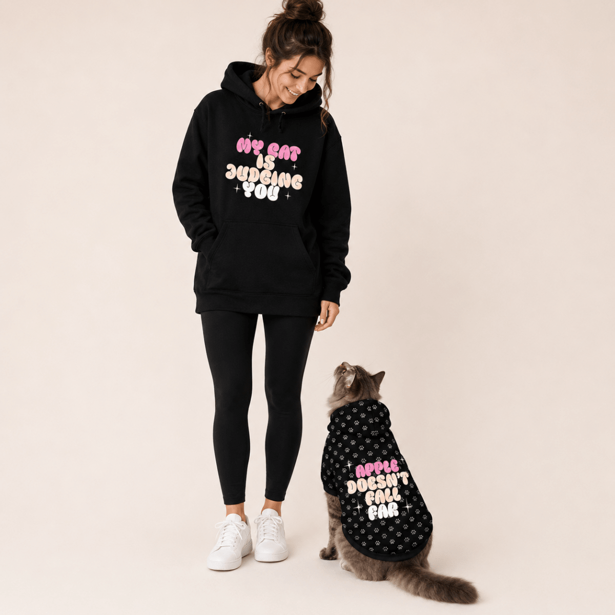 My Cat is Judging You Pet and Owner Hoodie Set - FluffnCoBlue MagicxsScats