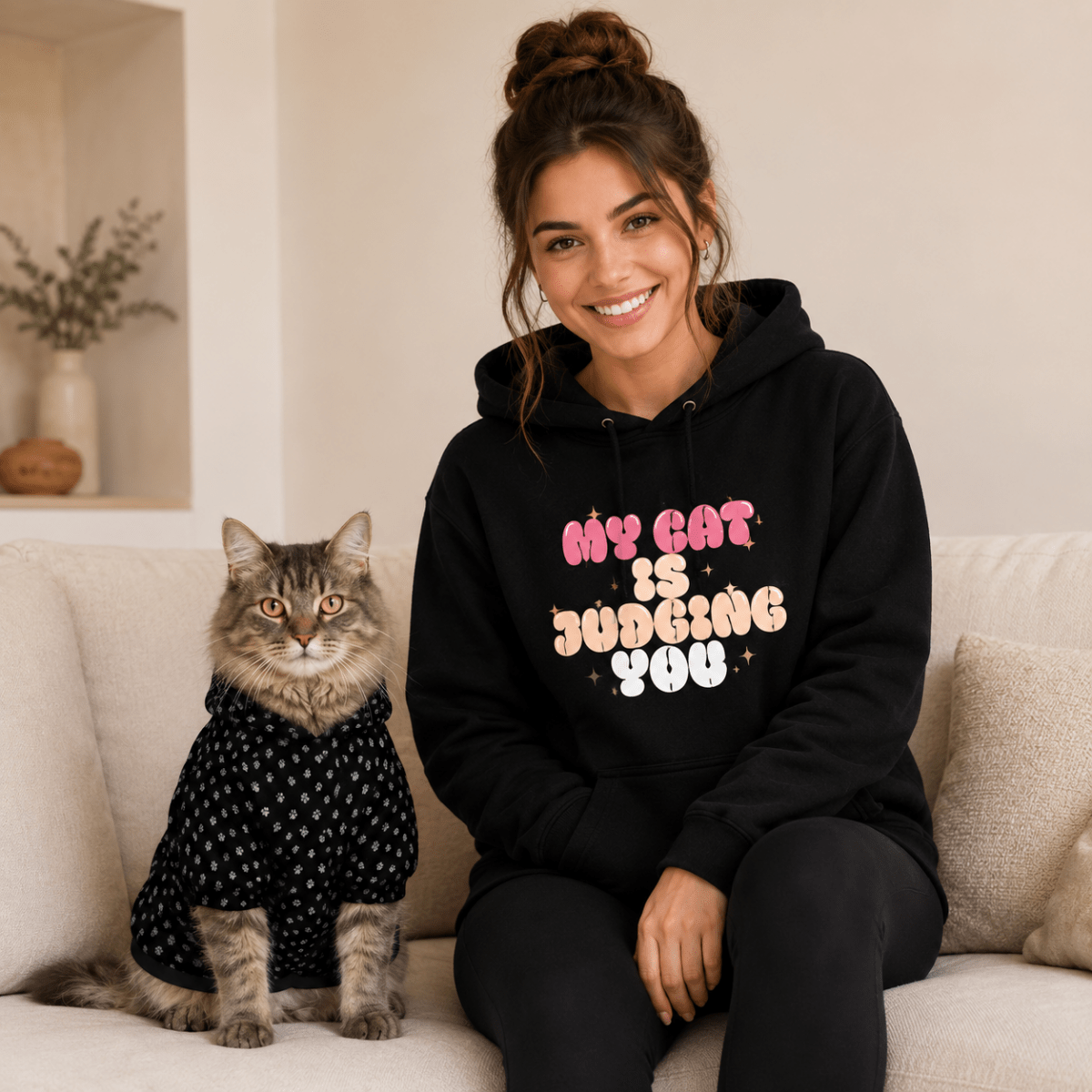 My Cat is Judging You Pet and Owner Hoodie Set - FluffnCoBlue MagicxsScats