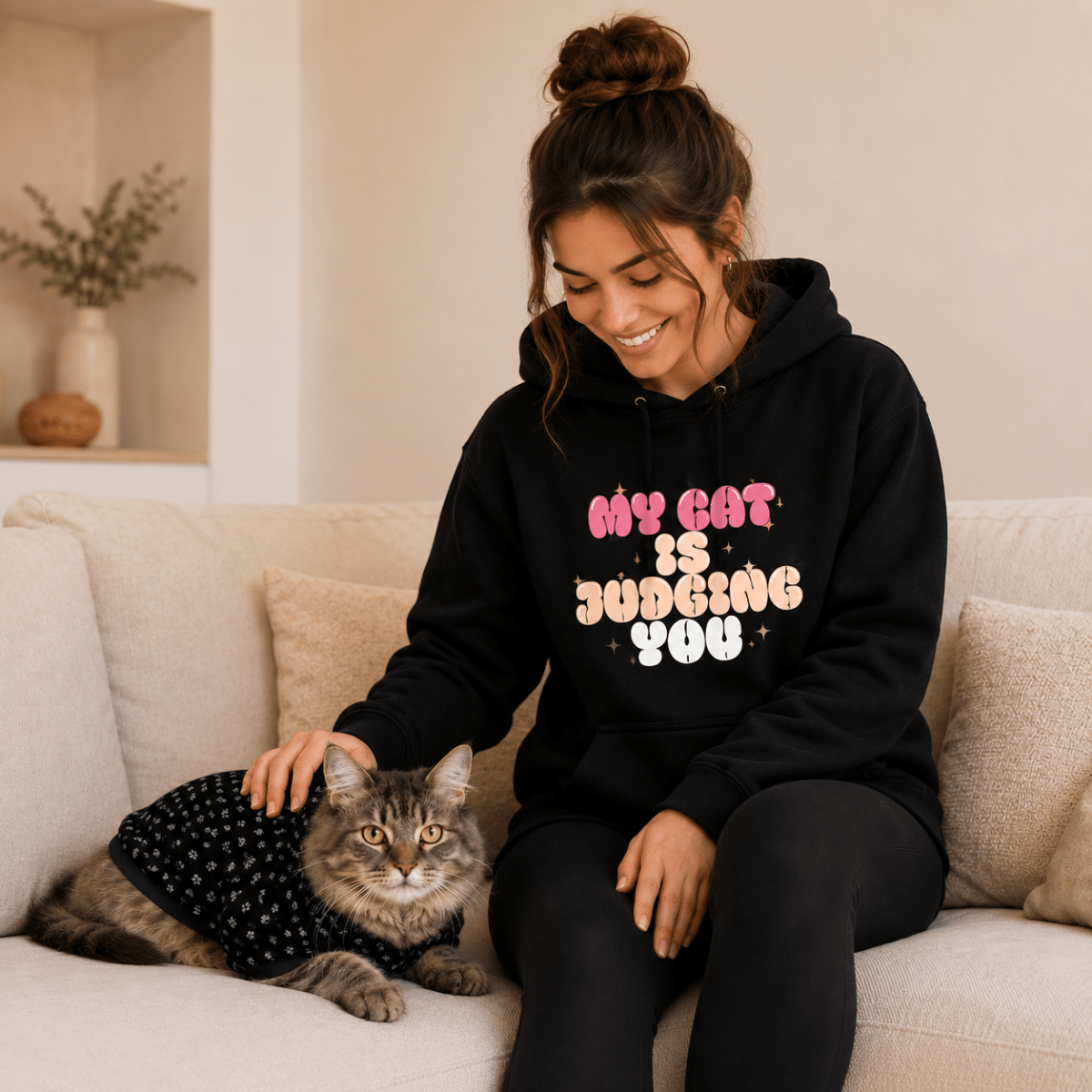 My Cat is Judging You Pet and Owner Hoodie Set - FluffnCoBlue MagicxsScats