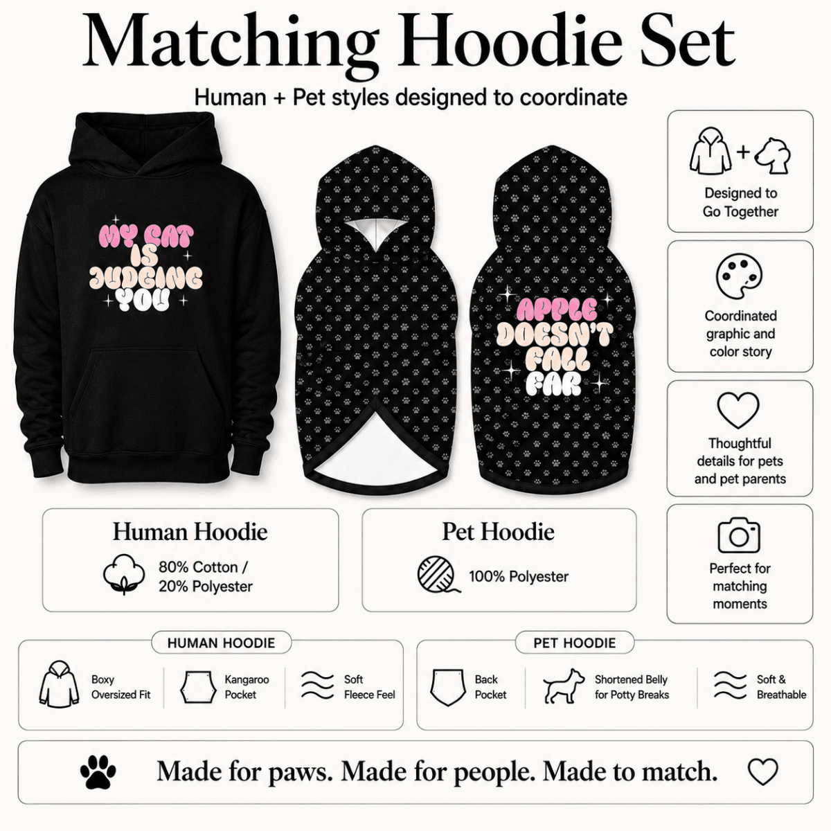 My Cat is Judging You Pet and Owner Hoodie Set - FluffnCoBlue MagicxsScats