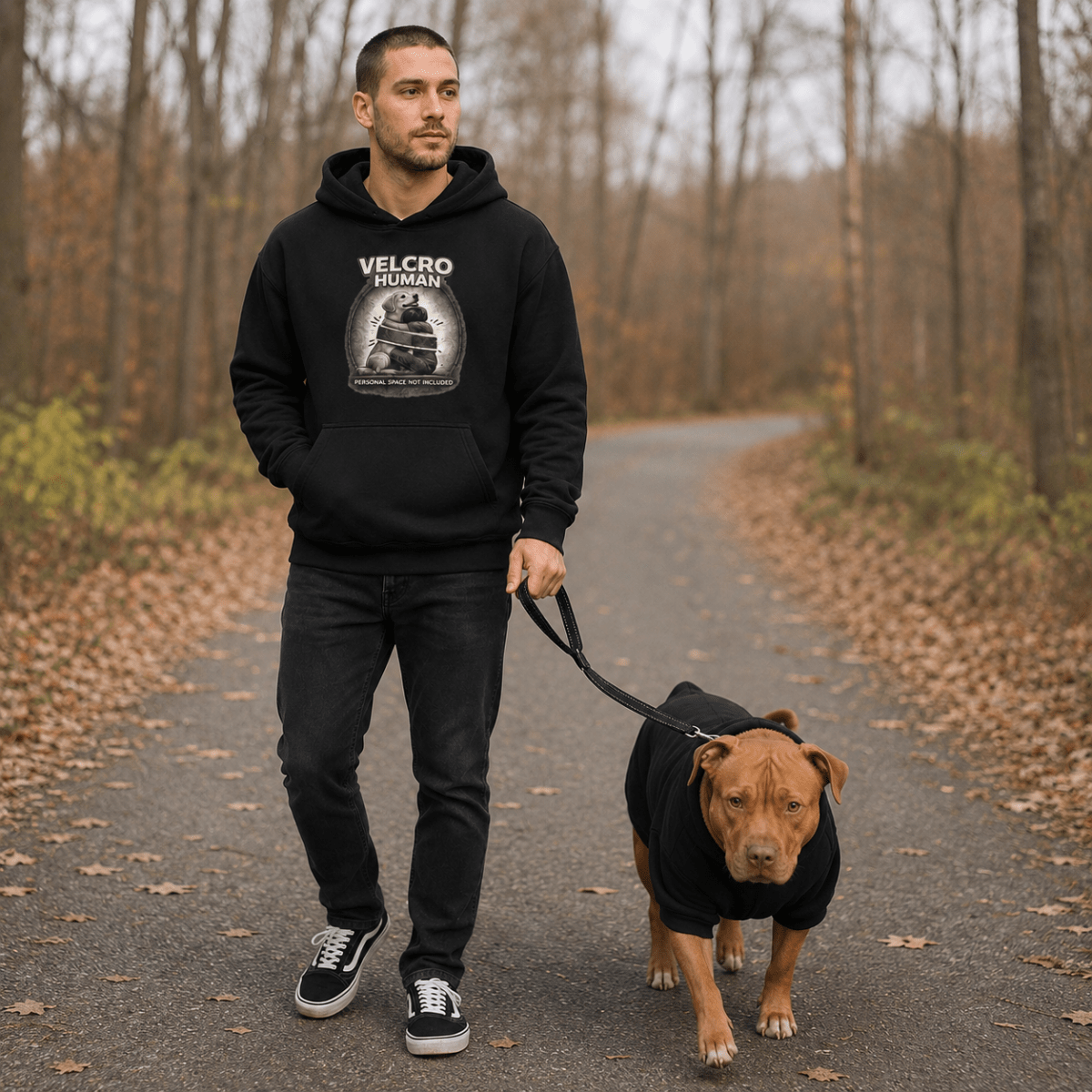 Velcro Human & Dog Pet and Human Hoodie Set - FluffnCoSBlackxsmatchingset