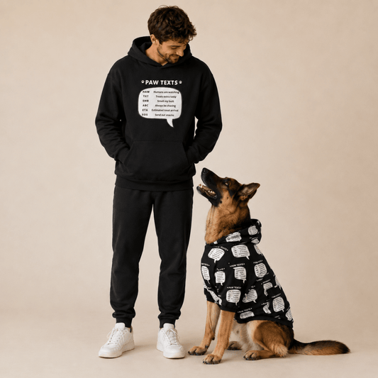 Paw Text Pet and Human Matching Hoodie Set - FluffnCoSblackxs