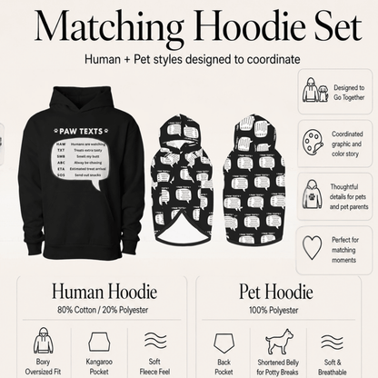 Paw Text Pet and Human Matching Hoodie Set - FluffnCoSBlackxs