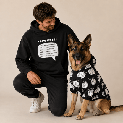 Paw Text Pet and Human Matching Hoodie Set - FluffnCoSBlackxs