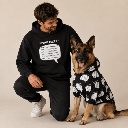 Paw Text Pet and Human Matching Hoodie Set - FluffnCoSblackxs