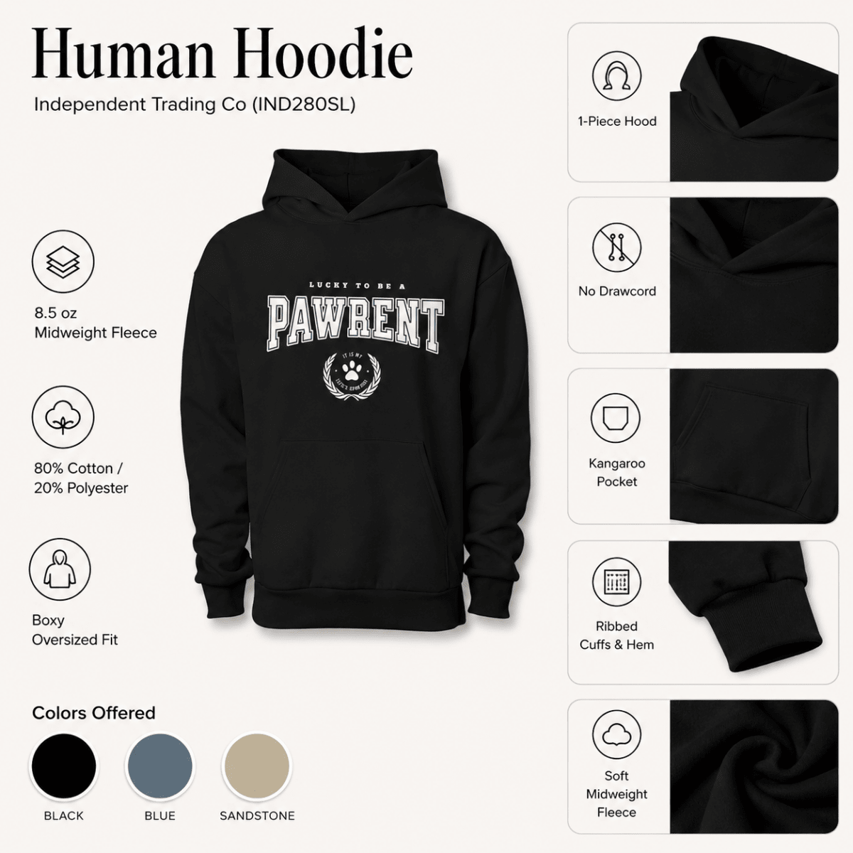 Pawrent & Family Pet and Human Hoodie Set - FluffnCoblackxsS
