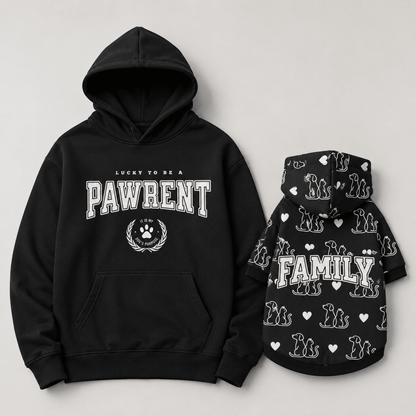 Pawrent Matching Pet & Owner Hoodie Set - FluffnCoBlackxsS