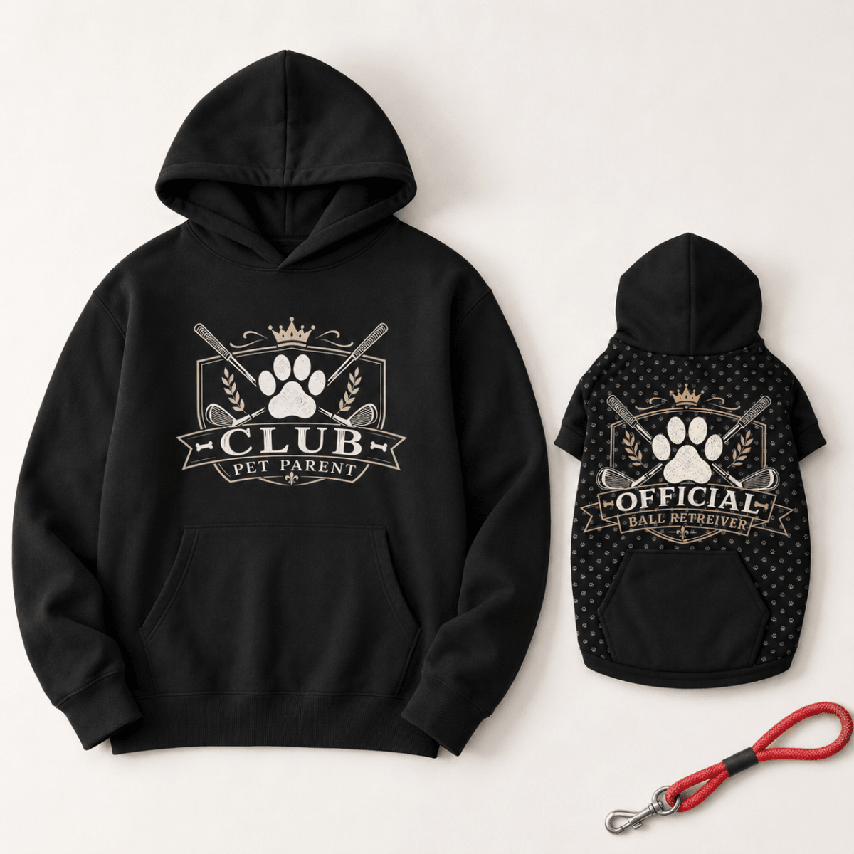 Pet Parent Golf Club & Official Ball Retriever Pet and Owner Hoodie Set - FluffnCoSBlue Magicxs