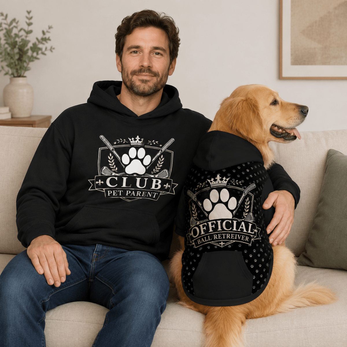 Pet Parent Golf Club & Official Ball Retriever Pet and Owner Hoodie Set - FluffnCoSBlue Magicxs