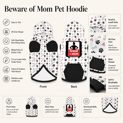 Beware of Dog and Mom Pet and Human Hoodie Set - FluffnCoblackxsSmatchingset