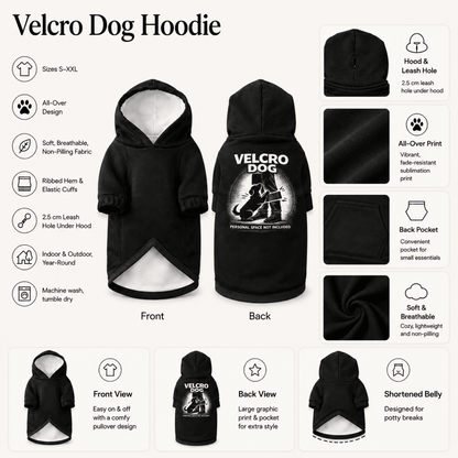 Velcro Human & Dog Pet and Human Hoodie Set - FluffnCoSBlackxsmatchingset