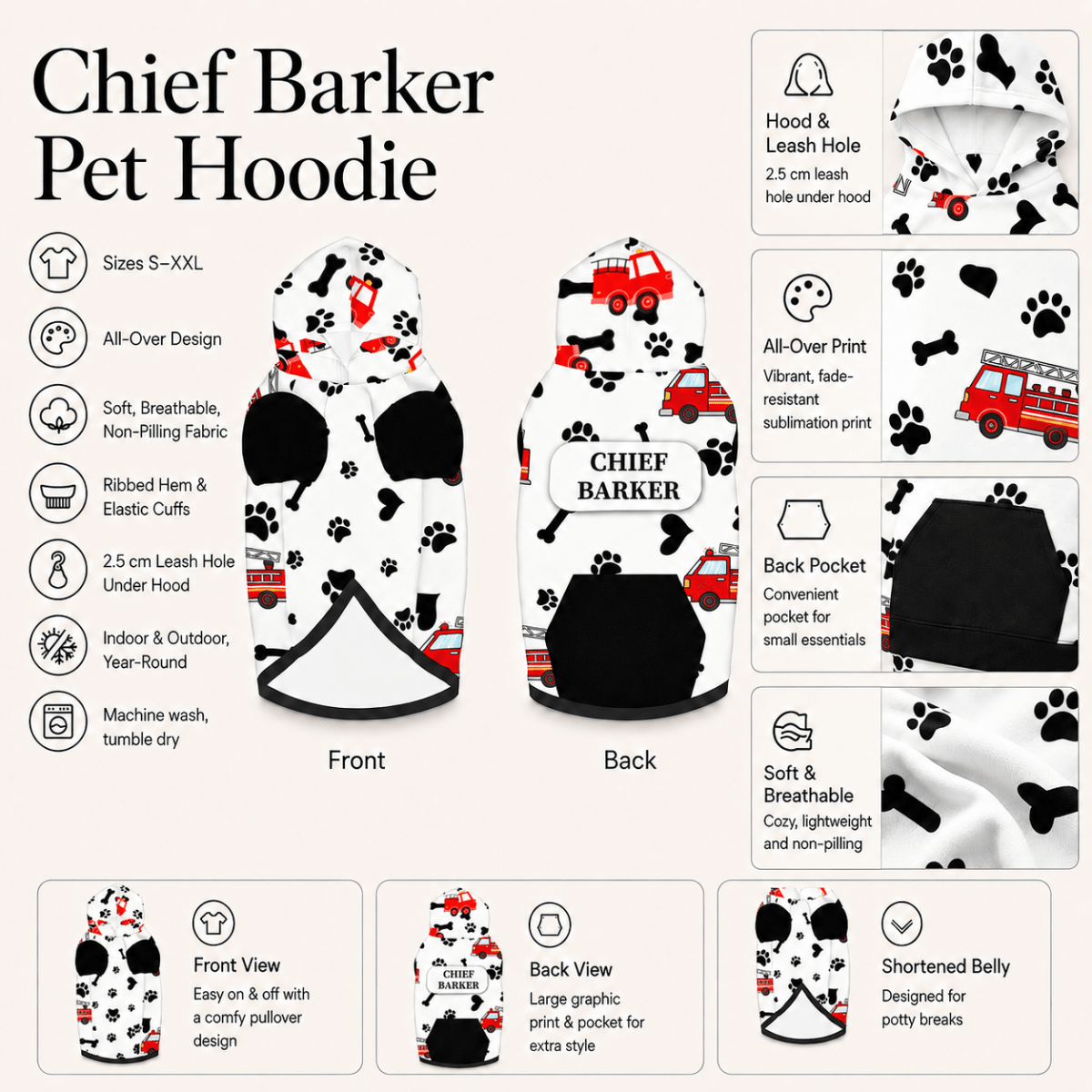 Assistant to the Chief & Chief Barker Pet and Human Hoodie Set - FluffnCoblackxsSmatchingset
