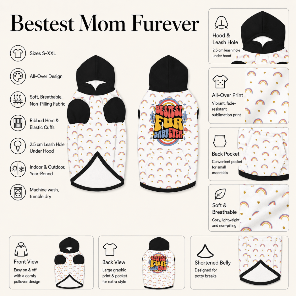 Bestest Mom Furever & Fur Baby Pet and Human Hoodie Set - FluffnCoSBlue Magicxsmatchingset