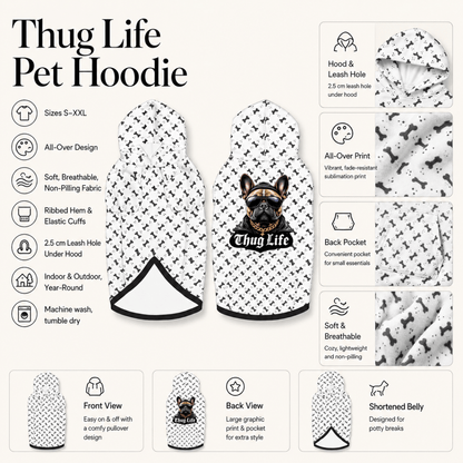 Thug Life French Bulldog Pet & Human Hoodie Set - FluffnCoSandstonexsSmatchingset