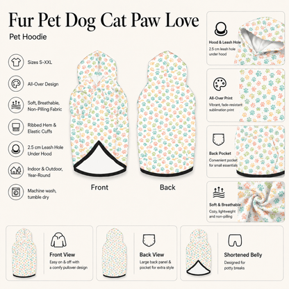 Fur Cat Dog Paw Pet Love Human and Pet Hoodie Set - FluffnCoblackxsSmatchingset