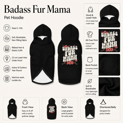 Badass Fur Mama & Fur Bay Pet and Human Hoodie Set - FluffnCoSandstonexsSmatchingset