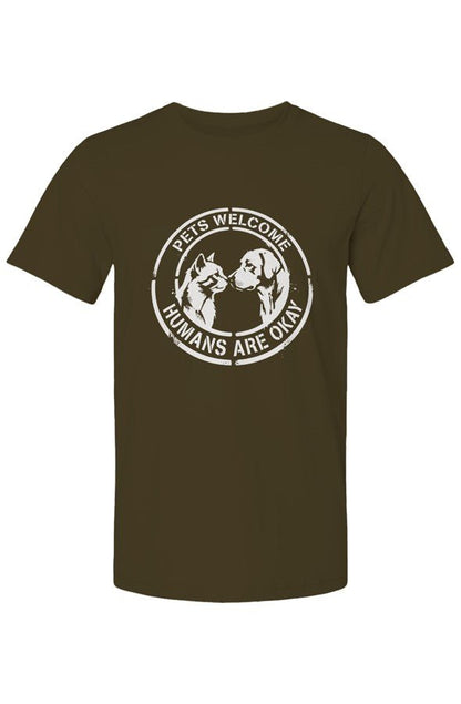 Pets Welcome Humans Okay T Shirt - FluffnCobrownxsshippingLabelt shirt