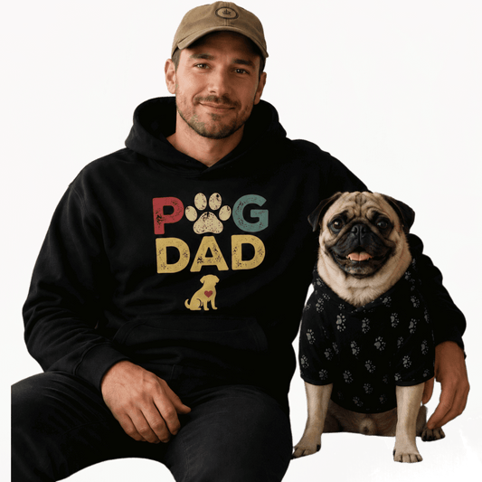Pug Dad and Child Matching Hoodie Set - FluffnCoSblackxs