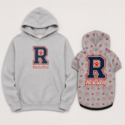 Rescue Dad Pet and Owner Hoodie Set - FluffnCoGrey HeatherxsS