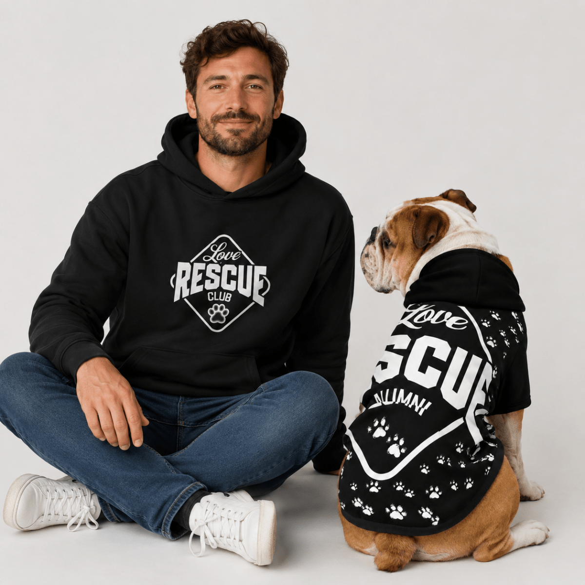 Rescue Love Pet and Owner Hoodie Set - FluffnCoblackxsS