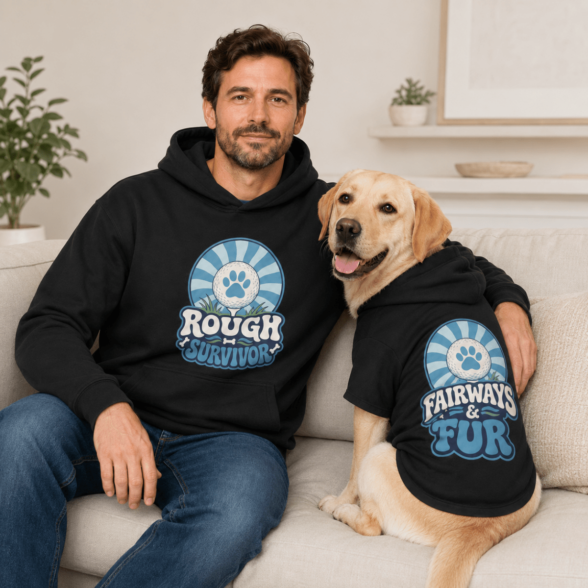 Rough Survivor & Fairways and Fur Pet and Owner Hoodie Set - FluffnCoblackxsS