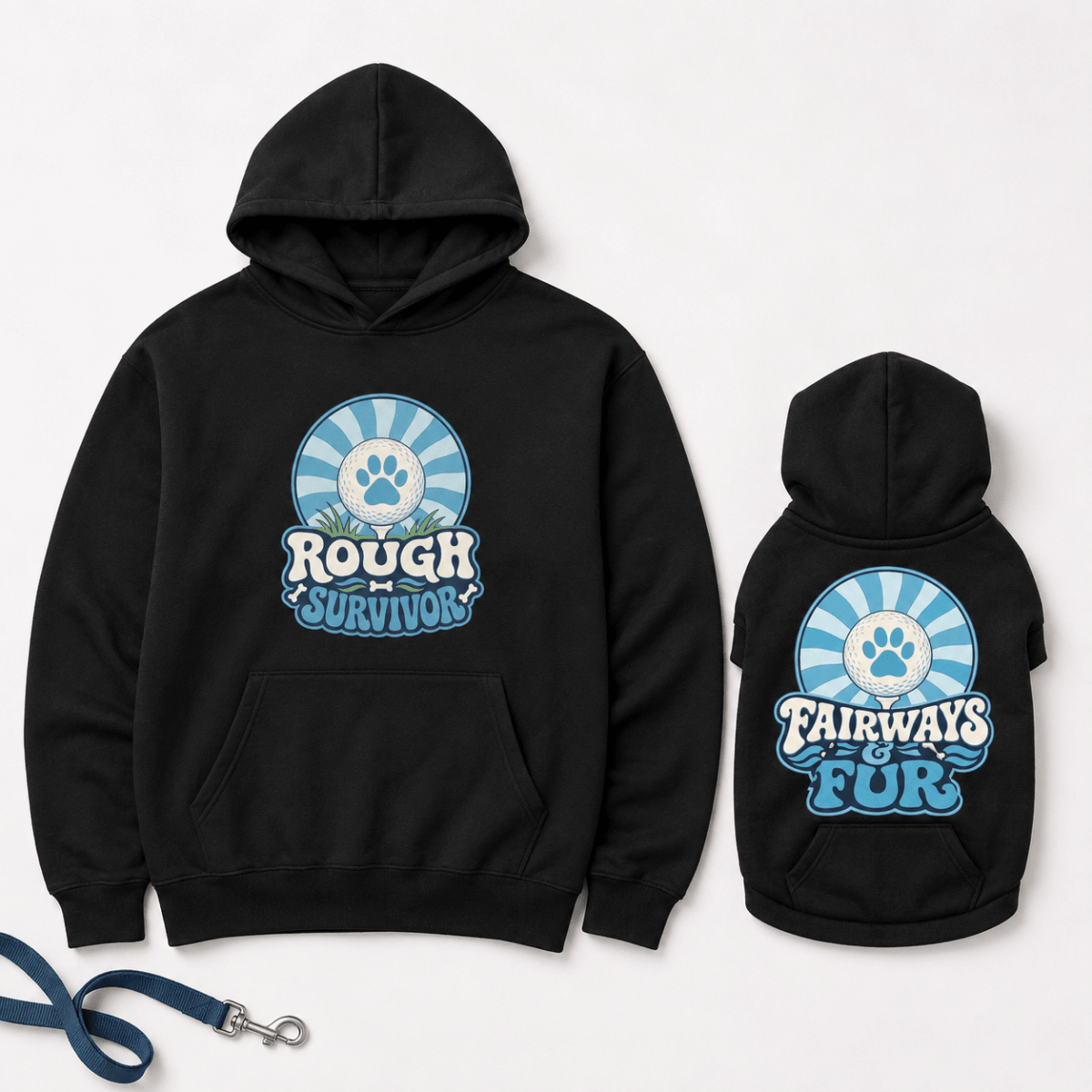 Rough Survivor & Fairways and Fur Pet and Owner Hoodie Set - FluffnCoblackxsS