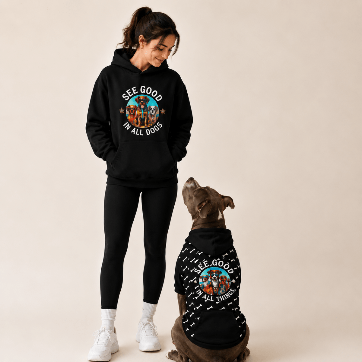 See Good in All Dogs Human and Pet Hoodie Set - FluffnCoBlue MagicxsS