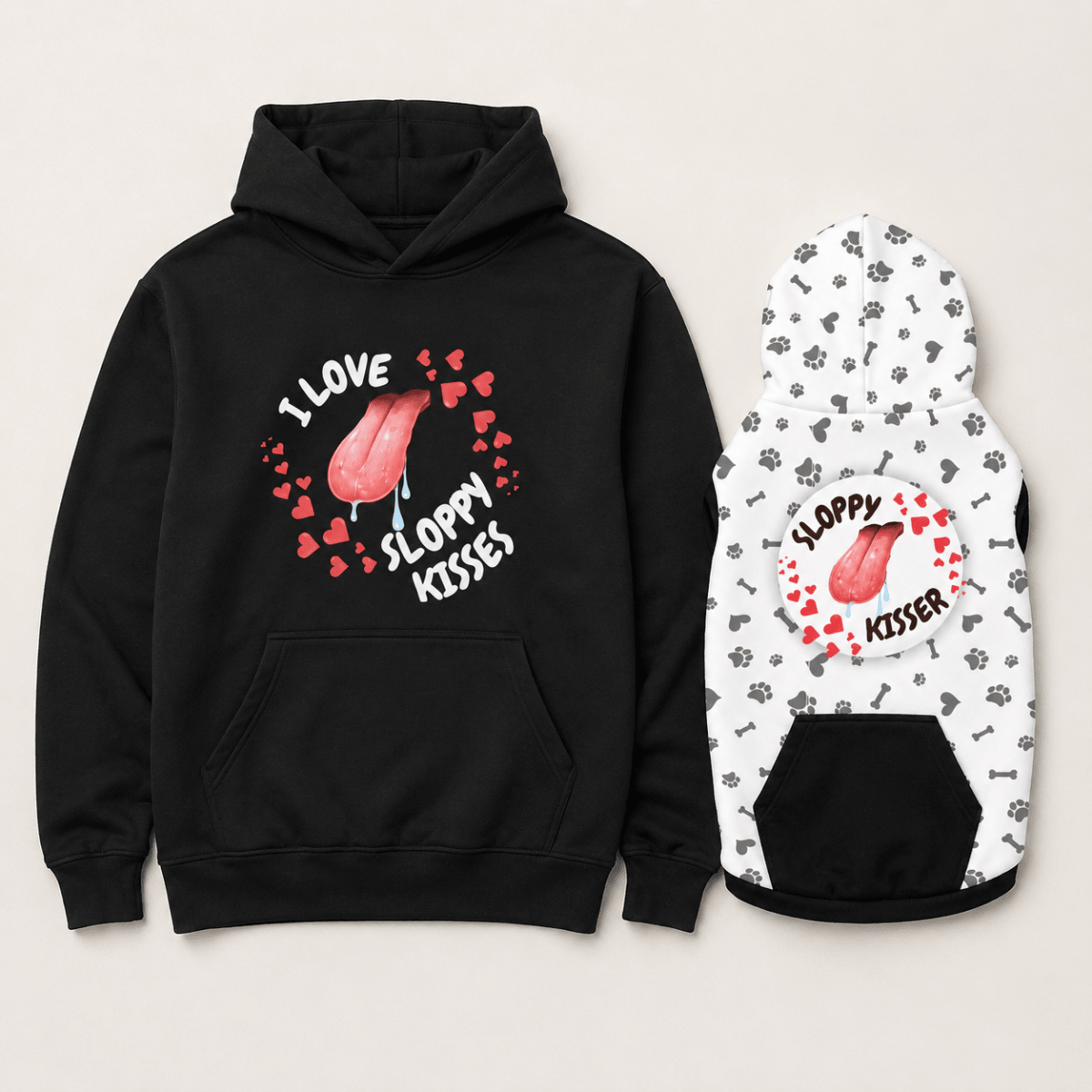 Sloppy Kisses Matching Pet & Owner Hoodie Set - FluffnCoSBlackxscatsmatching