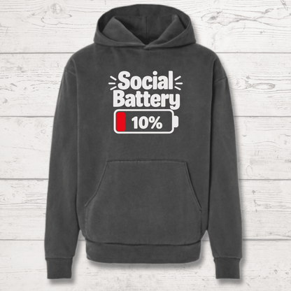 Social Battery 10% Human Hoodie - FluffnCoIvoryxssoft