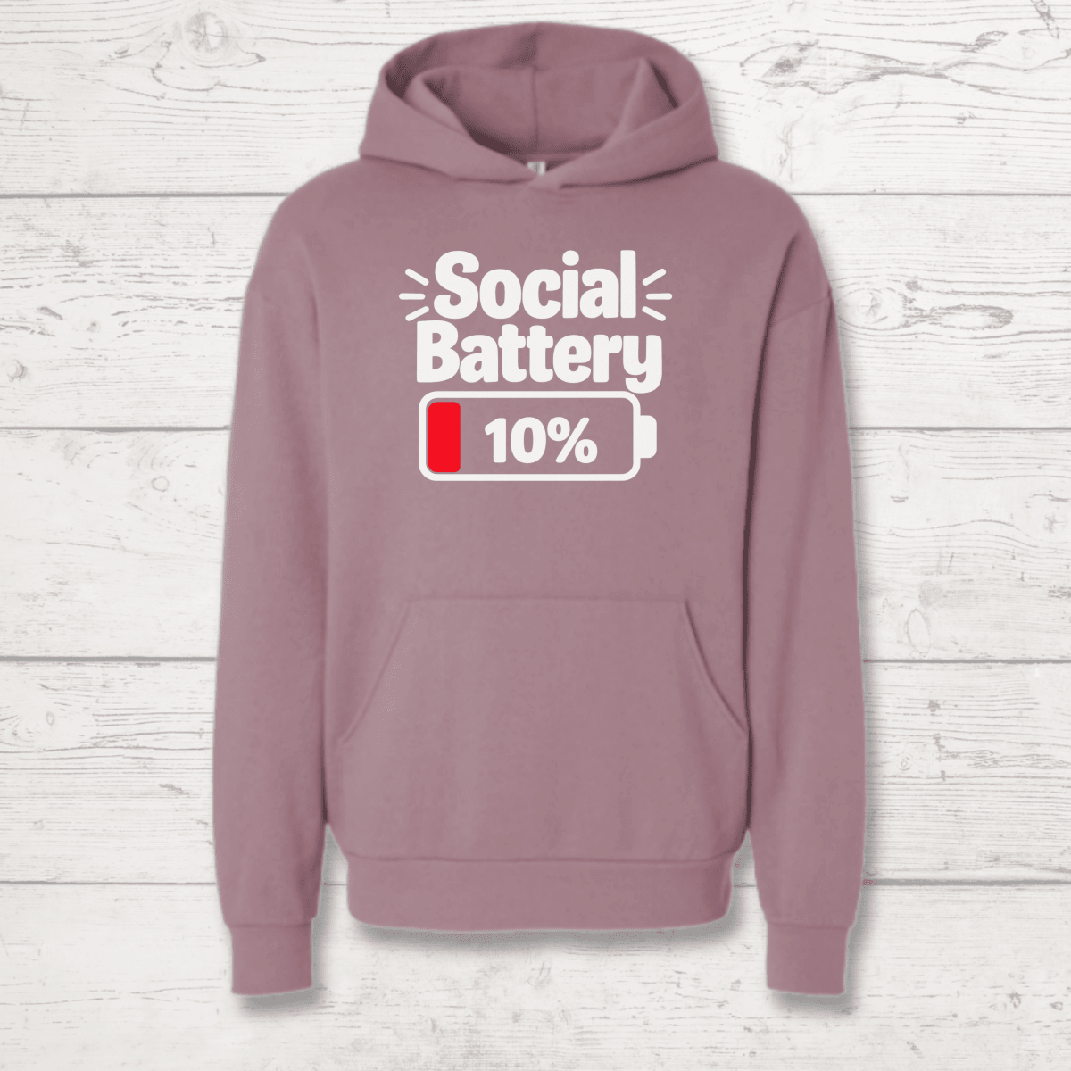 Social Battery 10% Human Hoodie - FluffnCoIvoryxssoft