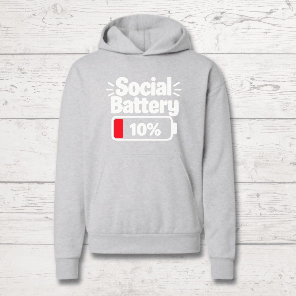 Social Battery 10% Human Hoodie - FluffnCoIvoryxssoft