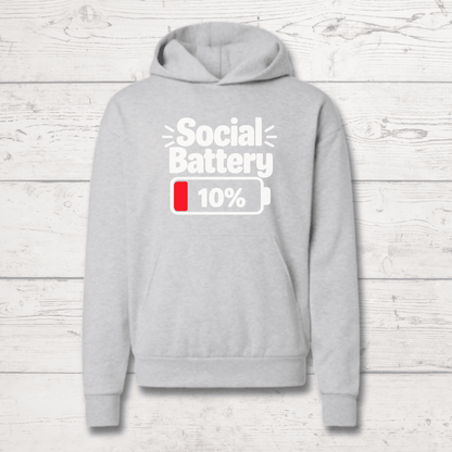 Social Battery 10% Human Hoodie - FluffnCoIvoryxssoft