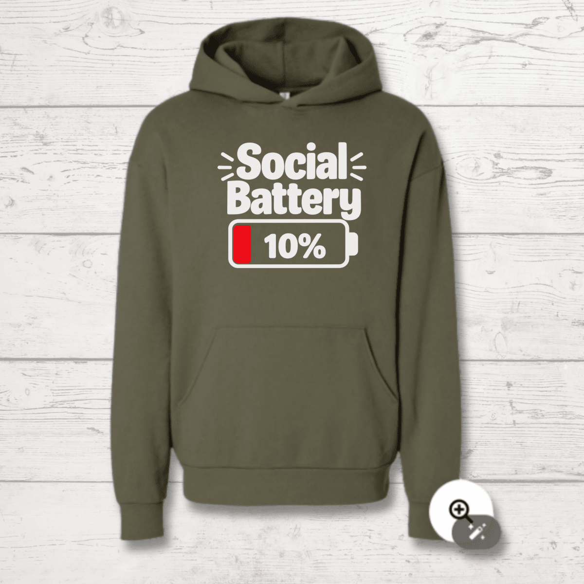 Social Battery 10% Human Hoodie - FluffnCoIvoryxssoft