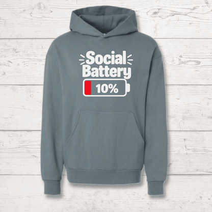 Social Battery 10% Human Hoodie - FluffnCoIvoryxssoft