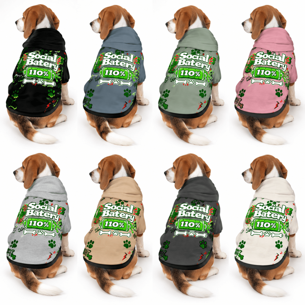 Social Battery 110% Pet Hoodie - FluffnCoBlackSAddonsoft