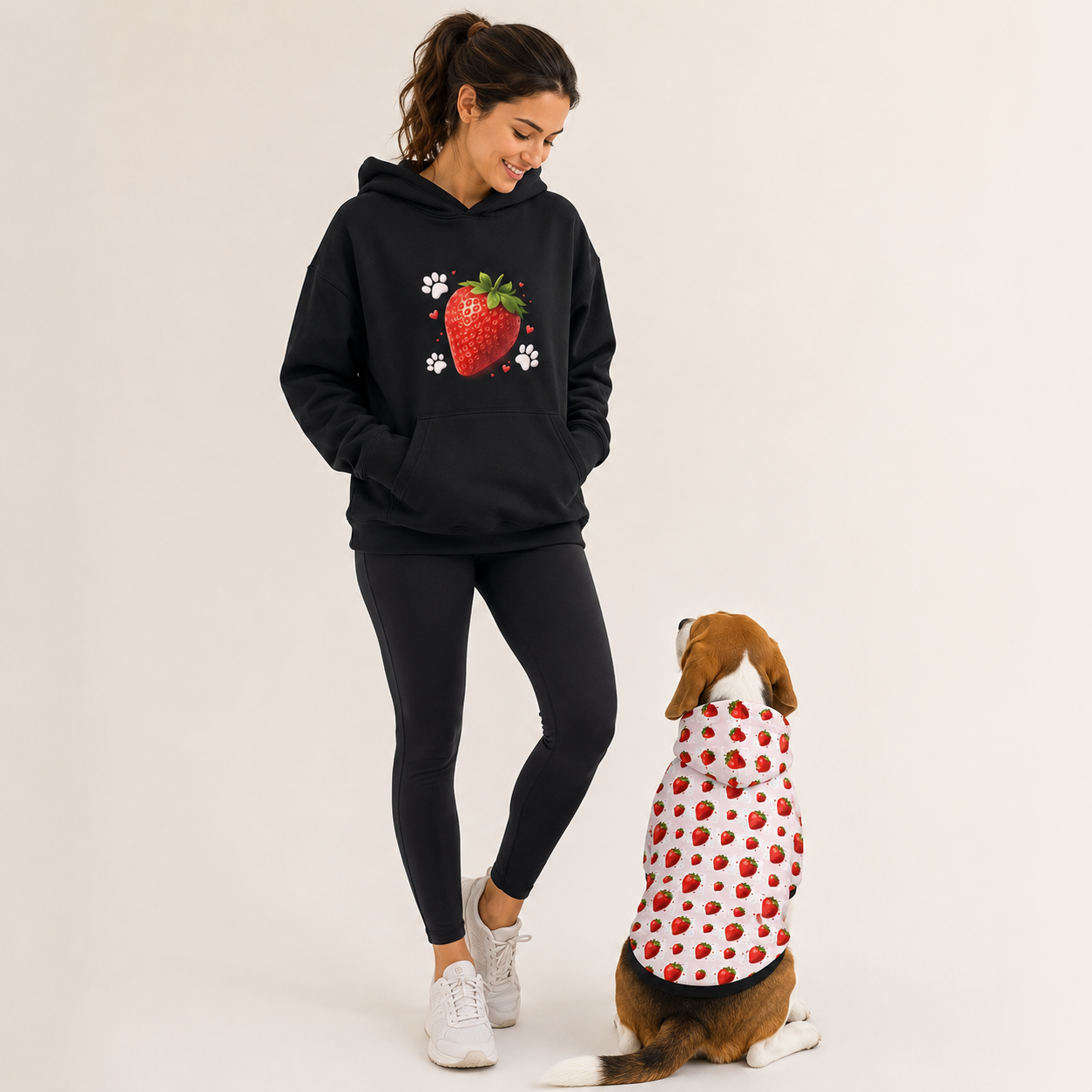 Strawberry Pet and Owner Hoodie Set