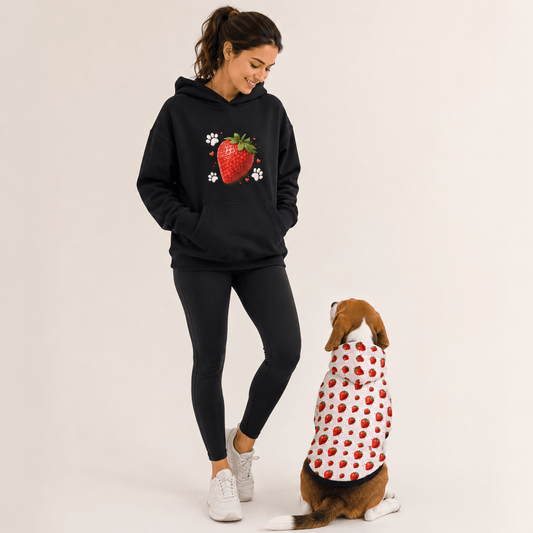 Strawberry Pet and Owner Hoodie Set - FluffnCoblackxsScats