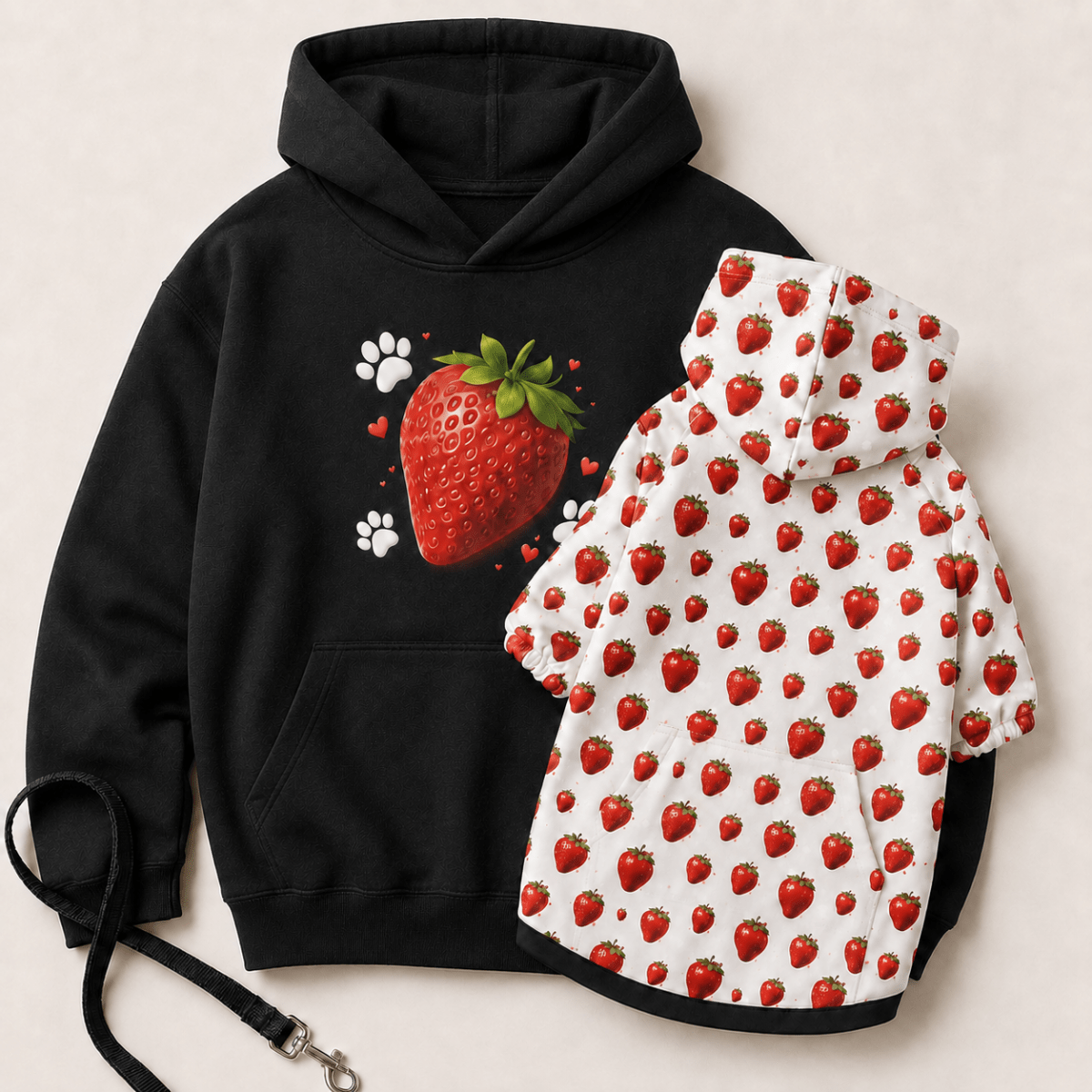 Strawberry Pet and Owner Hoodie Set - FluffnCoHoney DewxsScats