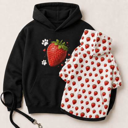 Strawberry Pet and Owner Hoodie Set - FluffnCoHoney DewxsScats