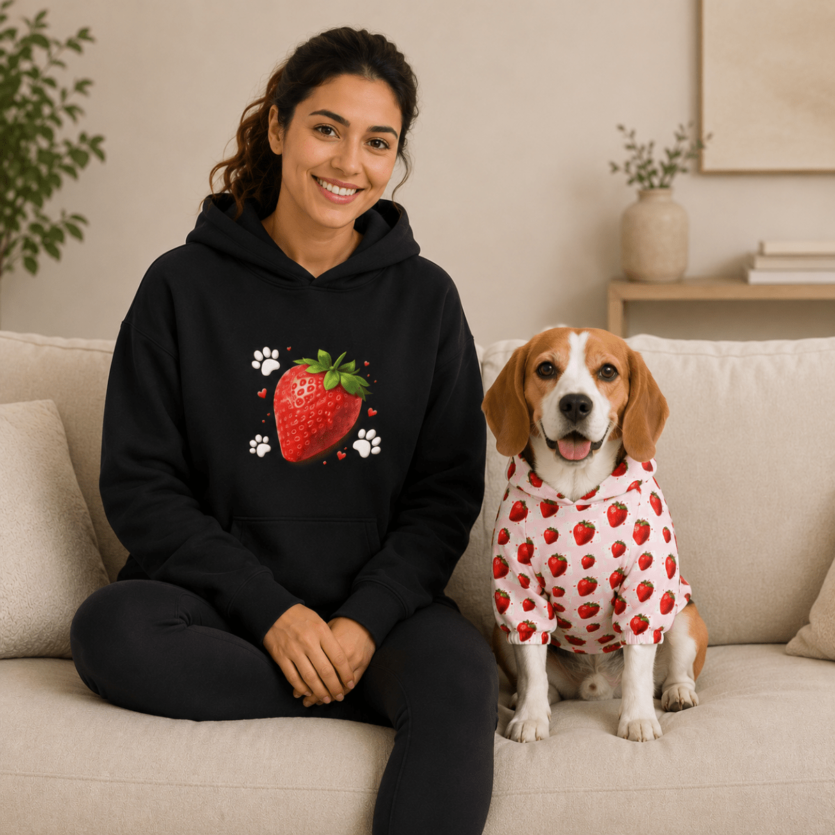 Strawberry Pet and Owner Hoodie Set - FluffnCoHoney DewxsScats