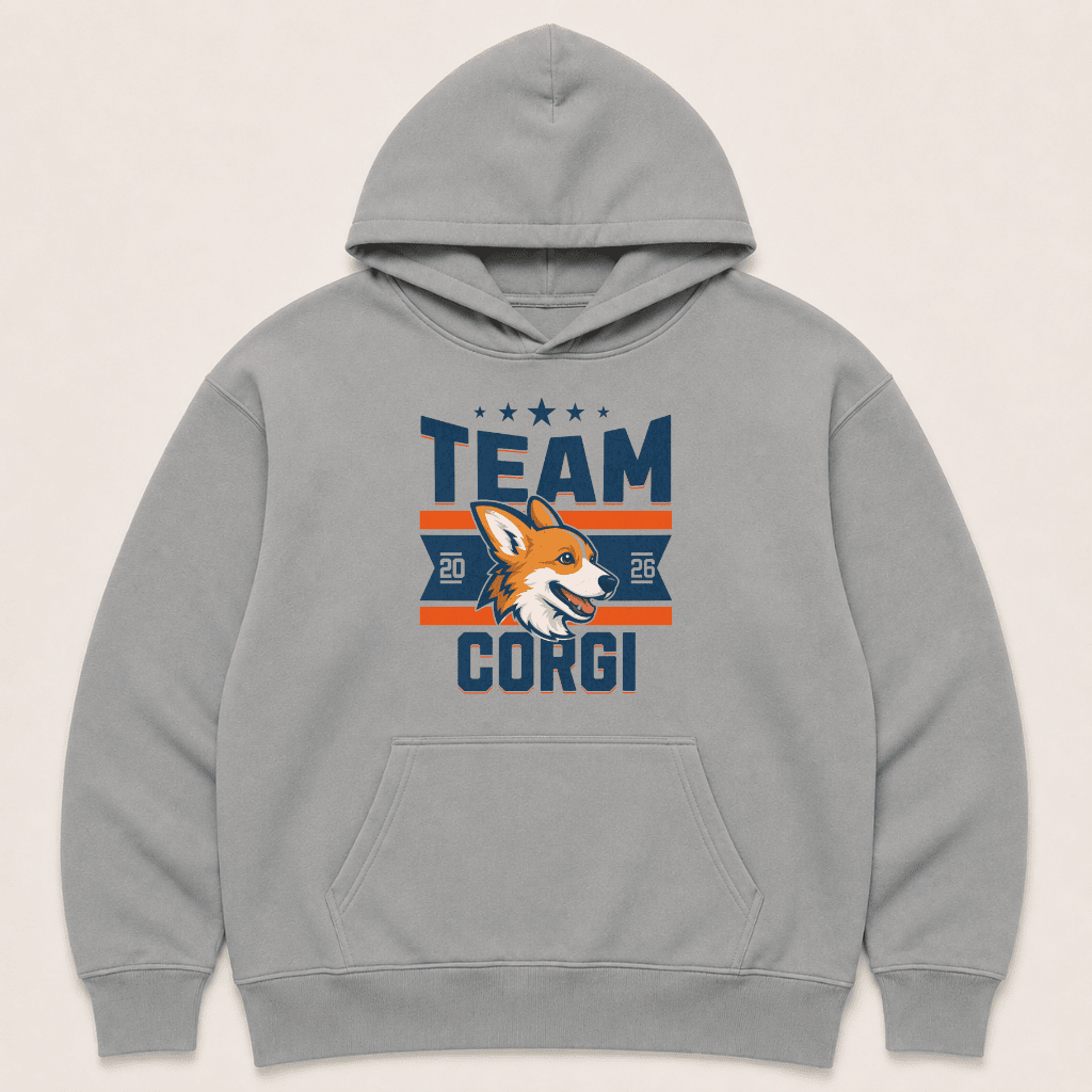 Team Corgi Human Hoodie - FluffnCoGrey Heatherxshuman only