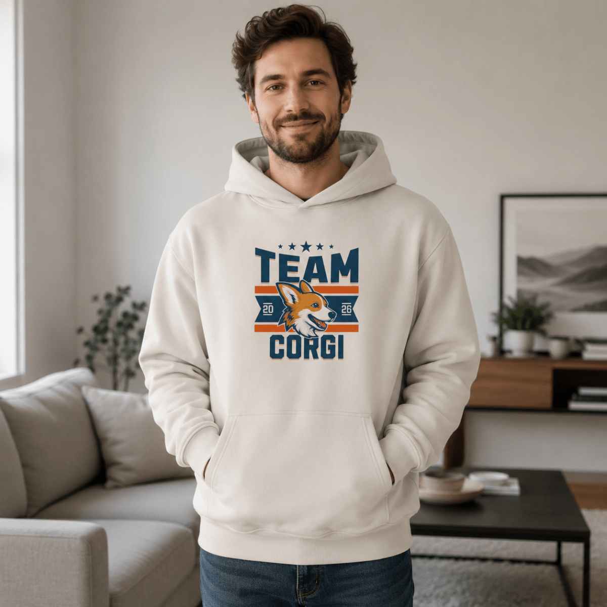 Team Corgi Pet and Owner Hoodie Set - FluffnCoGrey HeatherxsS